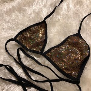 Gold Shimmer Wrap Rave bikini Top